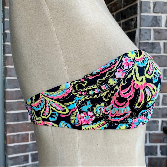 Victoria’s Secret Swim Bikini Bandeau Black Paisley Top - 34C - Picture 4 of 5